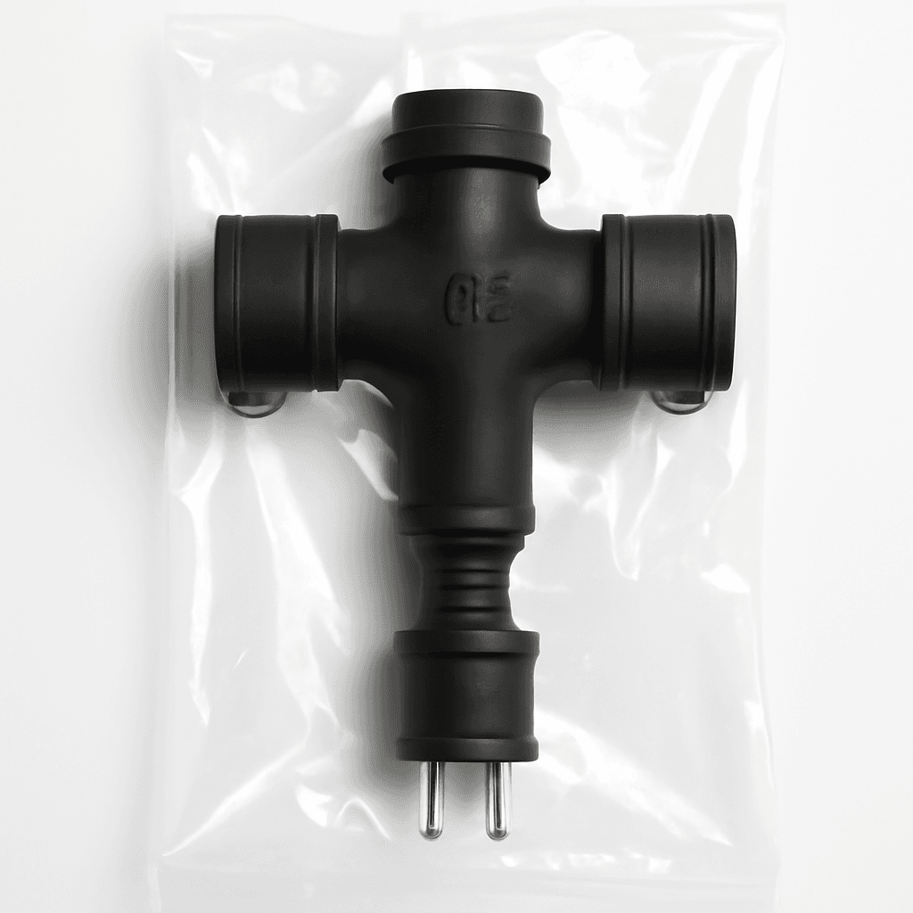 1-2.SALE вилка прямая каучук 2Р+РЕ 1*16А 220-240V IP44 черн. (Турция) Е1М