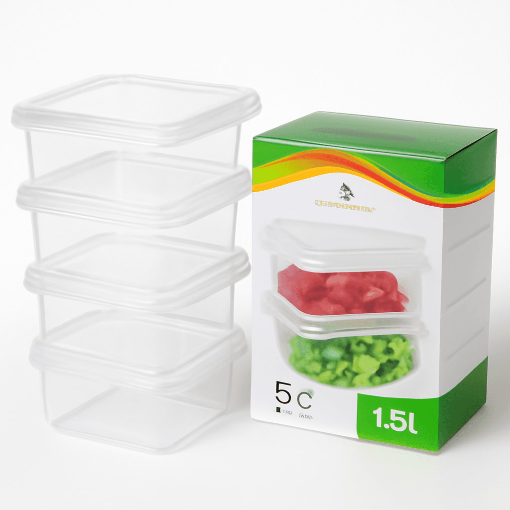 15900 Контейнеры для хранения и заморозки продуктов, 1,5л, 5шт, EuroHouse (15900 из короба 1/18)